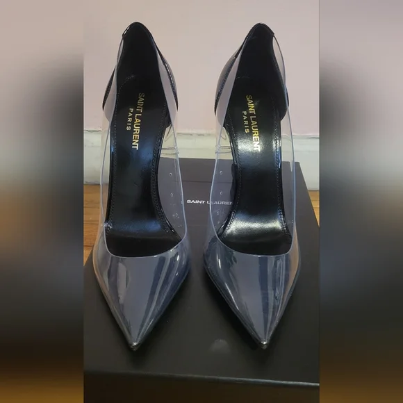 Saint Laurent Women's Black Transparent Heels - Picture 1 of 9